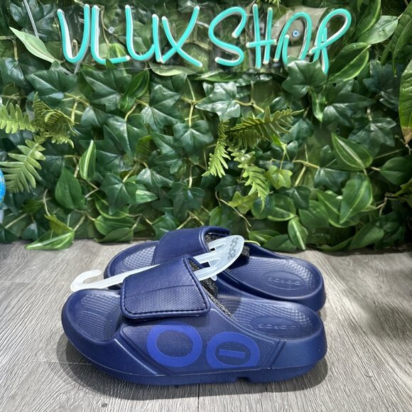 OOFOS Unisex OOahh Sport Flex Navy Stress Relief Comfort Sandal Authentic M4 W6 main image 5